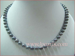 7-8mm black cultured freshwater jewelry pearl necklace