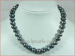 10-11mm gray cultured freshwater jewelry pearl necklace