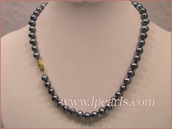 7-8mm black cultured freshwater jewelry pearl necklace