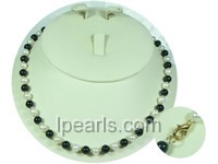 6-7mm white round jewelry pearls and black agates Freshwater pea