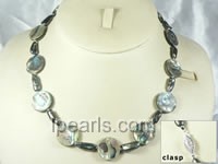 Black stick jewelry pearl necklace, alternating with 20mm round