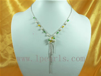 4-5mm white freshwater jewelry pearl necklace with crystal beads
