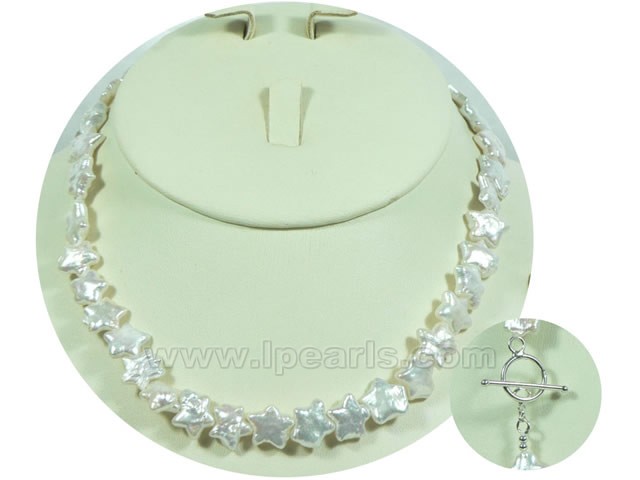 10mm pentacle white freshwater jewelry pearl necklace