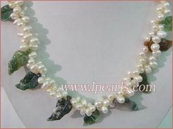 6-7mm cultured freshwater oval shape pearl necklace