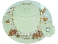 6-7mm white cultured freshwater oval shape pearl necklace
