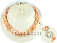 Freshwater pearl necklaces with pink Coral