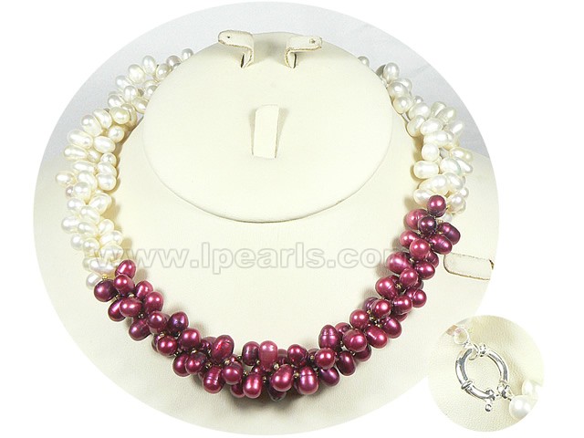 5-6mm white top drilled  freshwater pearl necklace