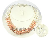 top drilled freshwater pearl necklace-3 twisted strands