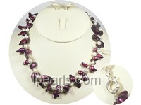 Two twisted strands dark purple and white blister pearl necklace