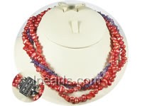 pearl necklace with amethyst beads-4 twisted strands