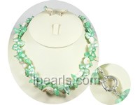 dark green blister pearls necklace with white shell beads