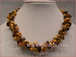 6-7mm keshi pearl necklace with smoky quartz beads