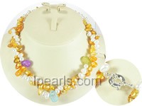 Freshwater top drilled pearl necklace with blister pearls
