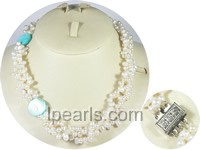 top drilled pearl necklace with shell beads-3 twisted strands