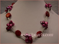 8-9mm dark purple blister pearl Necklace with shell nuggets