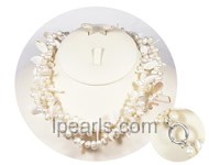 freshwater top drill pearl necklace-3 twisted strands