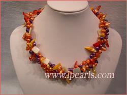 smooth on both sides and blister pearl necklace with shell beads