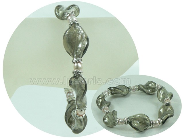 5-6mm purple rice freshwater pearl stretch bracelet