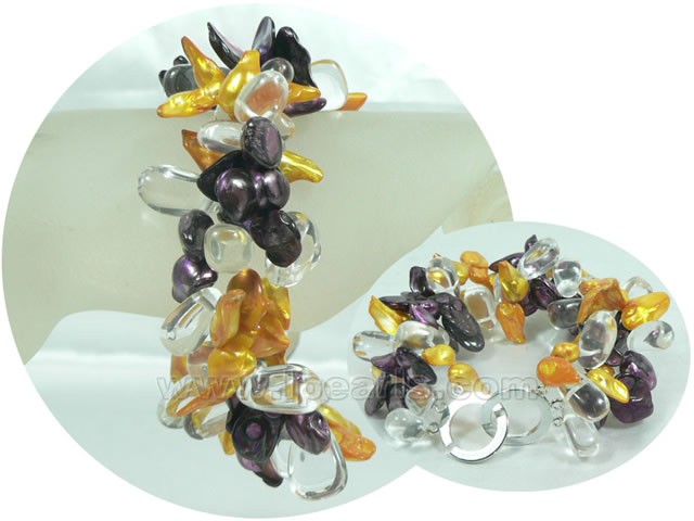 three strands twisted blister jewelry pearl bracelet