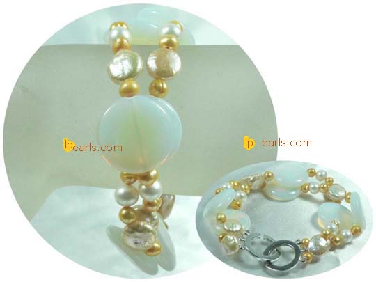 two strands twisted freshwater jewelry pearl bracelet