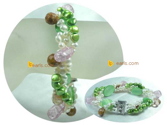 12mm green coin freshwater jewelry pearl bracelet