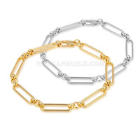 S925 Sterling silver long cube chain bracelet for women 8.5"
