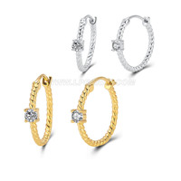 Classic S925 Sterling silver CZ round earrings for women