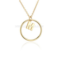 925 Sterling Silver gold women M pendant necklace