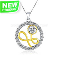 925 sterling silver CZ round necklace pendant for women