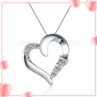 925 sterling silver CZ love heart pendant necklace for women