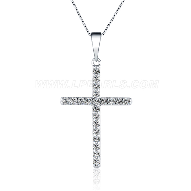 925 sterling silver CZ cross necklace pendant for women LP pearl ...
