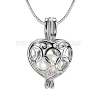 S925 silver olympic rings heart  locket pearl pendant necklace