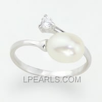 wholesale 925 sterling silver rice pearl ring