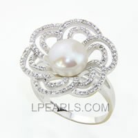 Flower Shape 925 sterling silver bred pearl ring