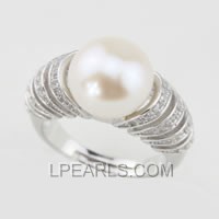 wholesale 11-12mm 925 sterling silver pearl ring