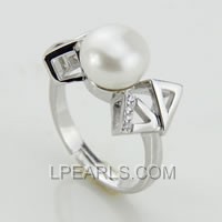 wholesale 9-9.5mm 925 sterling silver pearl ring