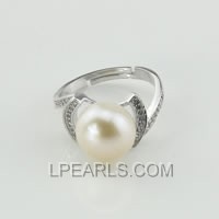 wholesale 925 sterling silver ring with 11-12mm pearl