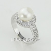 wholesale 925 sterling silver ring with 9-9.5mm pearl