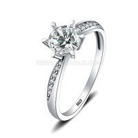 Simple design 925 sterling silver shining zircon ring for women