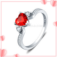 S925 sterling silver red heart CZ rings for women