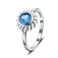 S925 sterling silver blue cubic zircon rings for women