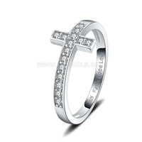 S925 sterling silver CZ cross ring for women