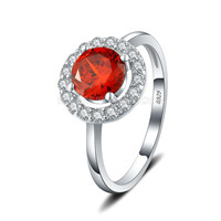 S925 sterling silver red cubic zircon rings for women