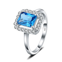 S925 sterling silver blue cubic zircon rings for women