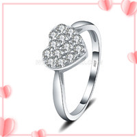 S925 sterling silver blue CZ heart engagement ring for women