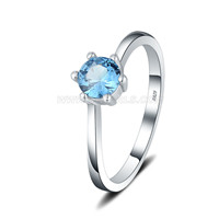 S925 sterling silver blue CZ engagement rings for women