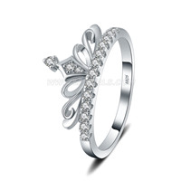 S925 sterling silver CZ crown wedding ring for women