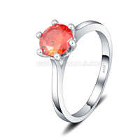 S925 sterling silver red CZ wedding ring for women