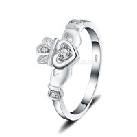 S925 sterling silver heart crown wedding ring for women