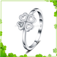 S925 sterling silver four leaf clover ring for women